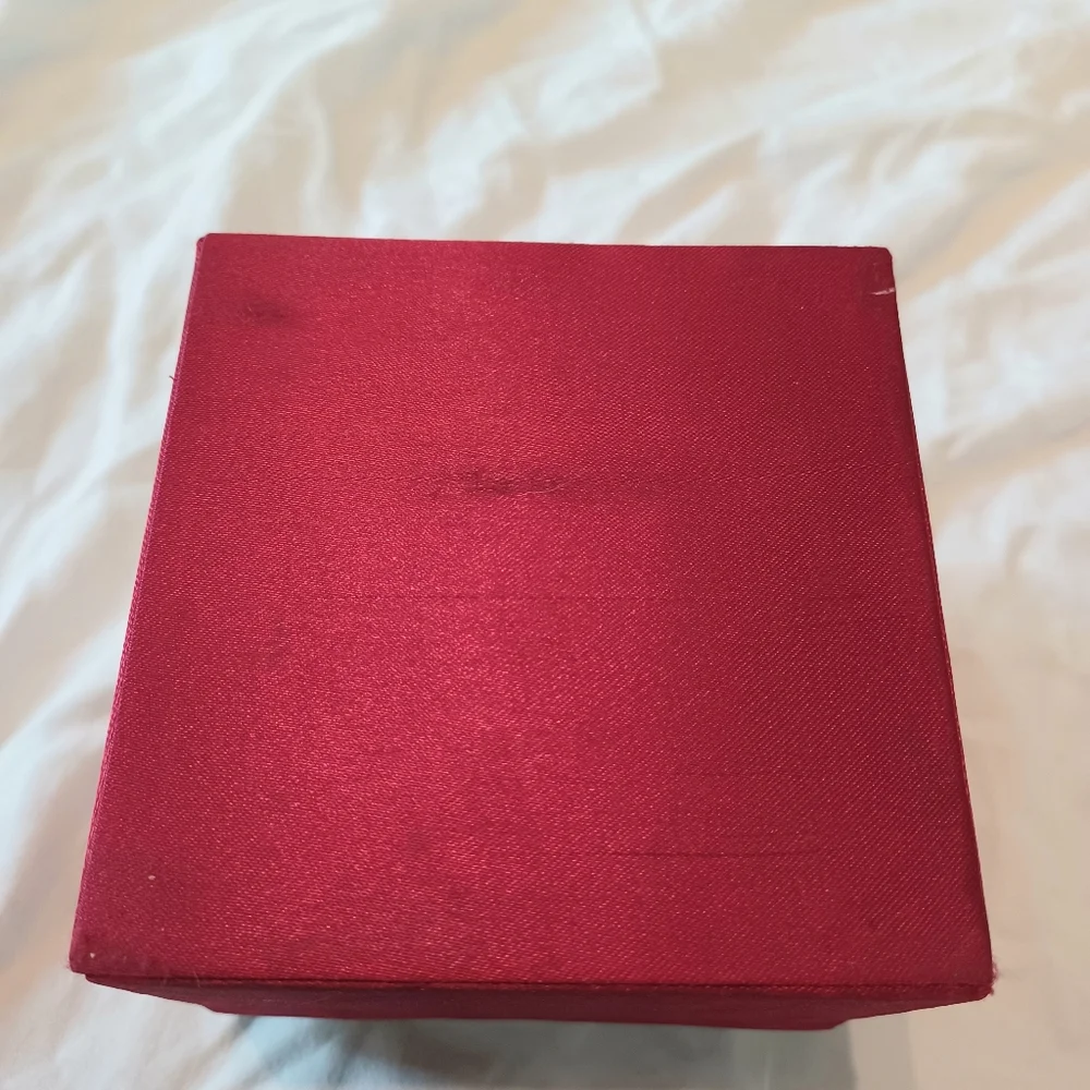 Red Burgundy Embellished Satin-Like Jewelry Keepsake Trinket Box, 4x4 square